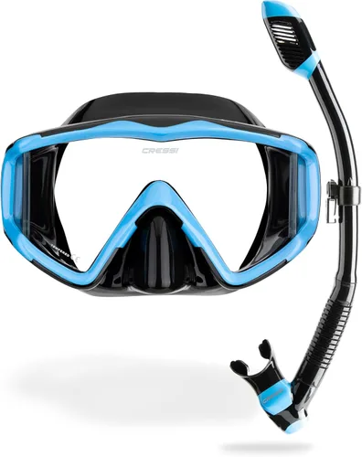 Vista 17 de Cressi Panoramic Wide View Mask & Dry Snorkel Kit for Snorkeling, Scuba Diving - Pano 3 & Supernova Dry: Designed in Italy