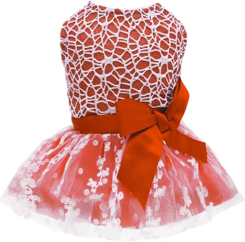 Vista 14 de CuteBone Vestido de cumpleaños para perro niña, falda de cachorro, tutú para gato, traje de boda, ropa de fiesta para mascotas para perros pequeños