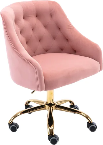 Vista 15 de Silla moderna de oficina en casa, silla de escritorio con ruedas, silla giratoria de tocador, silla de maquillaje, sillas de altura ajustable