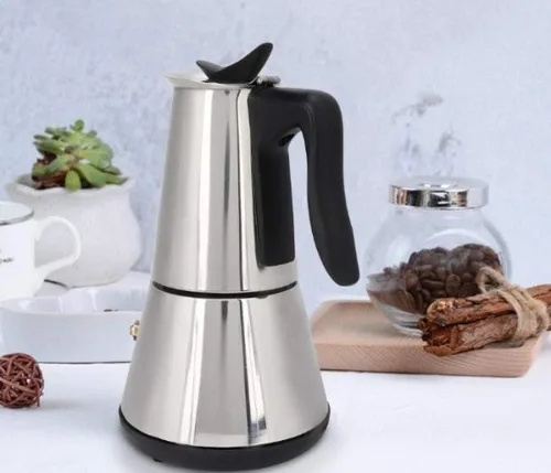 Vista 6 de MXBAOHENG Cafetera eléctrica Moka Pot Espresso 6 tazas de café Mocha Pot Acero inoxidable (110V)