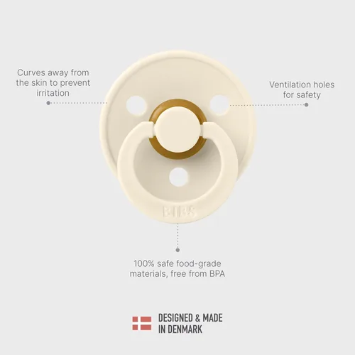 Vista 4 de BIBS - Paquete de 2 chupetes Bibs Colour, calmante, libre de bisfenol A, punta redonda, látex de goma natural