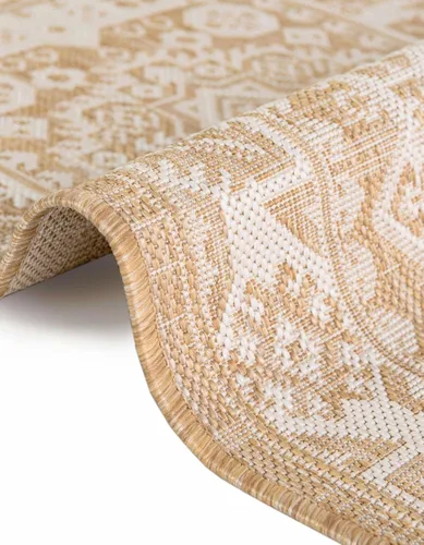 Vista 219 de Unique Loom Outdoor Aztec Collection Alfombra de área - Chalca (10 pies, redonda, azul/marfil)