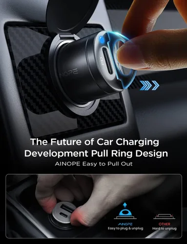 Vista 4 de AINOPE - Cargador de coche USB C PD36W y QC36W, cargador de coche de carga rápida de 2 puertos PD&QC3.0 encendedor de cigarrillos, cargador USB
