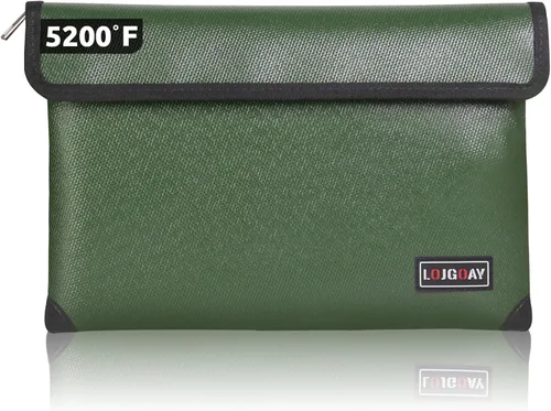 Vista 7 de Bolsa ignífuga con aislamiento térmico de 5200℉, caja ignífuga impermeable con cremallera, bolsa ignífuga para dinero en efectivo, bolsas ignífugas