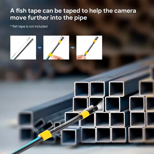 Vista 2 de Cámara endoscopio de triple lente con luz con cable semirrígido de 50 pies, cámara de inspección de alcantarillado DEPSTECH con pantalla IPS de 5