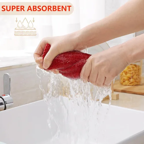 Vista 314 de Homaxy Paños de cocina de 100% algodón con tejido de gofre, ultra suaves, absorbentes, de secado rápido, 12 x 12 pulgadas, paquete de 6, amarillo