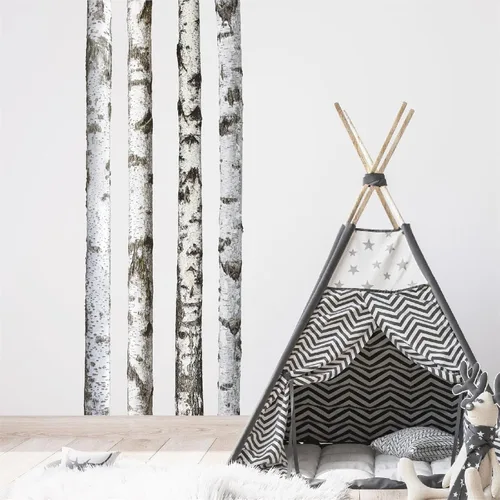 Vista 9 de Calcomanías de pared de árbol de abedul grande, calcomanías de pared de árbol natural, calcomanías de pared de árbol grande, calcomanías de pared