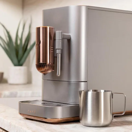 Vista 4 de Café Affetto - Máquina automática de café expreso + espumador de leche, molinillo de granos espresso integrado y ajustable, preparación de un solo