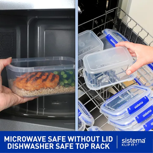 Vista 4 de Sistema KLIP IT Contenedor de almacenamiento de alimentos, 5 L, hermético y apilable, sin BPA, transparente con clips azules (paquete de 4)