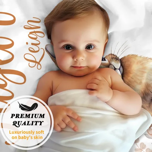 Vista 3 de Sábanas personalizadas para cuna de bebé, sábana bajera ajustable con nombre personalizado para funda de colchón estándar de cuna, paquete de 2