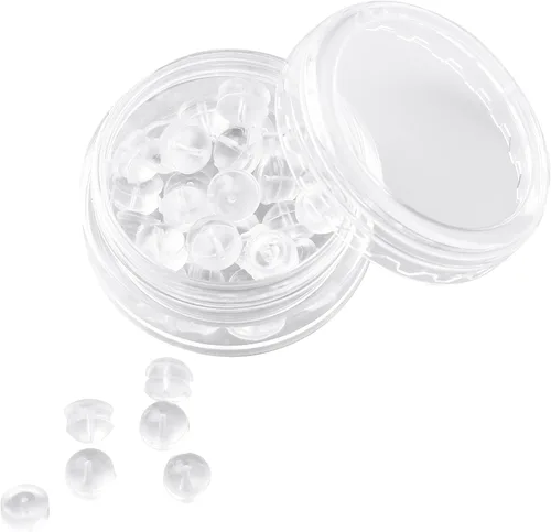 Vista 12 de Respaldos de Aretes de Goma Suaves y Transparentes para Pendientes de Botón Respaldos de Aretes de Silicona Hipoalergénicos Topes de Repuesto