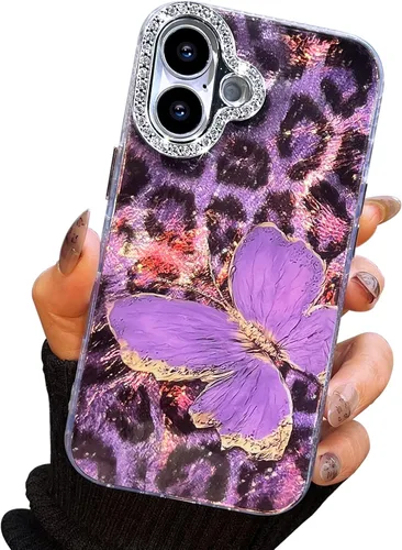 Vista 27 de I-MGAE-IN-AR - Funda diseñada para iPhone 12 y 12 Pro, diseño de mariposa plateada brillante, funda protectora de poliuretano termoplástico, suave