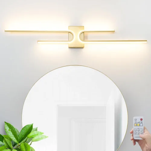 Vista 9 de Lámpara de tocador de baño negra sobre espejo 3CCT regulable para baño, barra de iluminación LED moderna de 39.17 pulgadas de largo, aplique