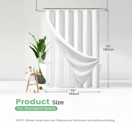 Vista 636 de Cortina de ducha de tela Dynamene verde oscuro - Cortinas de baño de tela de nido de abeja texturizadas resistentes, juego de cortinas de baño