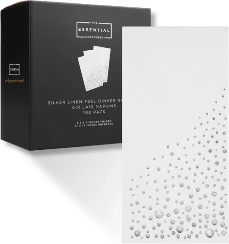 Vista 14 de The Essential Concierge Elegantes servilletas de cena negras, desechables de 7.5 x 4.25 pulgadas, servilletas de cena negras y doradas, 100 Dorado