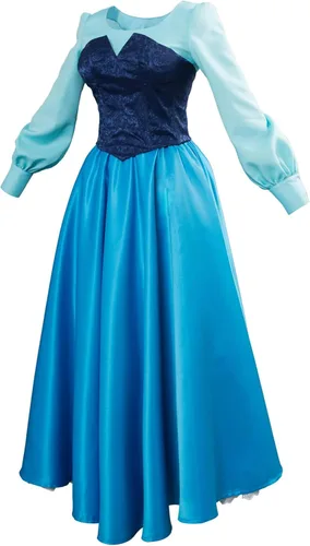 Vista 2 de SIDNOR Ariel - Vestidos de cosplay para mujeres y niñas disfraz de princesa vestido de baile uniforme azul