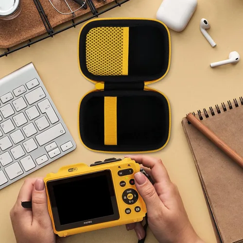 Vista 7 de Aenllosi Funda de almacenamiento rígida compatible con cámara digital Kodak PIXPRO WPZ2 resistente e impermeable Amarillo
