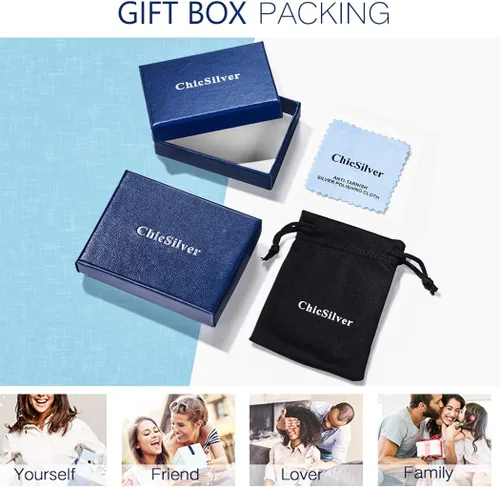 Vista 7 de ChicSilver 235mm 925 Sterling Silver Ring Customizable Plain Dome High Polished Wedding Band Comfort Fit Size 4-12 (with Gift Box)