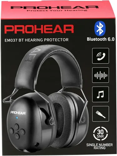 Vista 15 de PROHEAR 037 Almohadillas de gel para los oídos Bluetooth 5.0 Auriculares de protección auditiva 25dB NRR Reducción de ruido con batería recargable