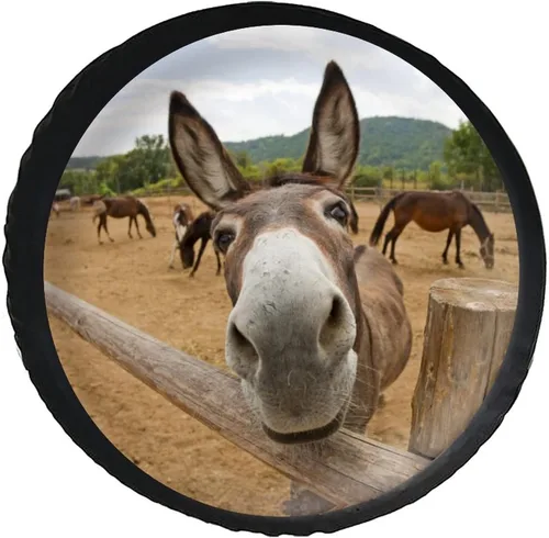 Vista 13 de Cubierta de neumático de repuesto de cuero de PVC para pastor alemán, a prueba de polvo, cubierta de neumático para remolque, caravana, SUV y muchos