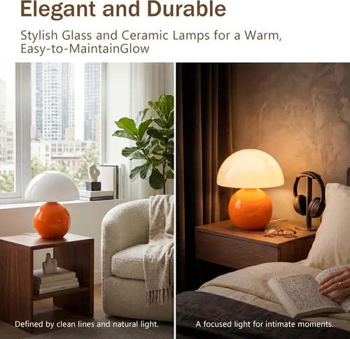 Vista 3 de Dawnwake Lámpara de Mesa con Forma de Hongo para Dormitorio, Lámparas Pequeñas de Escritorio para Mesita de Noche para Mesas de Noche de Sala
