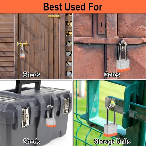 Vista 5 de 6 candados de llave sólida con 12 llaves iguales – Resistente al corte, cerradura de casillero de gimnasio con llave, bloqueo de almohadilla