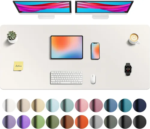 Vista 211 de Aothia - Protector de escritorio de cuero sintético, base para mouse y cubierta antideslizante, superficie impermeable para laptop y escritura