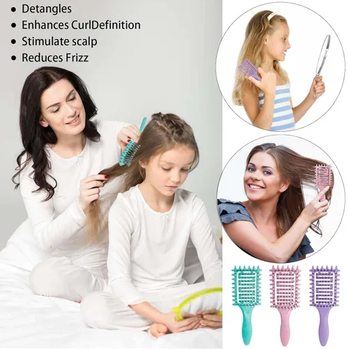 Vista 3 de Cepillo definidor de rizos, cepillo de pelo rizado 2024, cepillo de cabello ventilado para desenredar, dar forma y definir rizos para mujeres