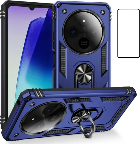 Vista 26 de Funda para Xiaomi POCO X3 NFC /X3 Pro con protector de pantalla, armadura de protección militar híbrida resistente a prueba de golpes, funda Negro