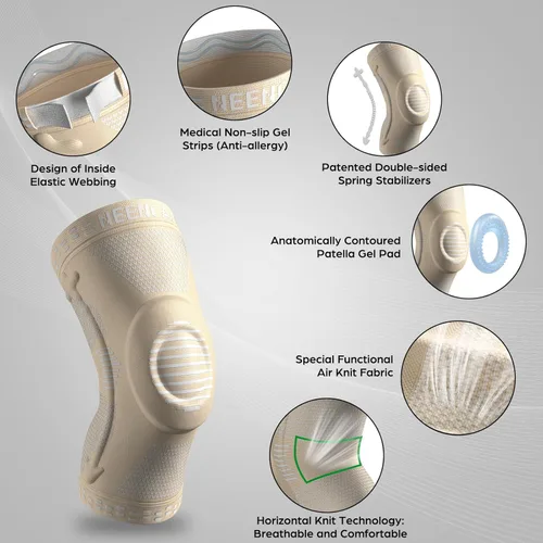 Vista 94 de NEENCA - Rodillera profesional de compresión, tecnología de punto horizontal, grado médico, para desgarro de menisco, ligamento anterior cruzado