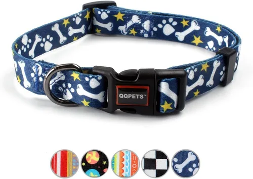 Vista 18 de QQPETS Collar suave ajustable para perro: Estampado de flores rosadas, multicolor, lindos patrones para especies pequeñas, talla XS, especies