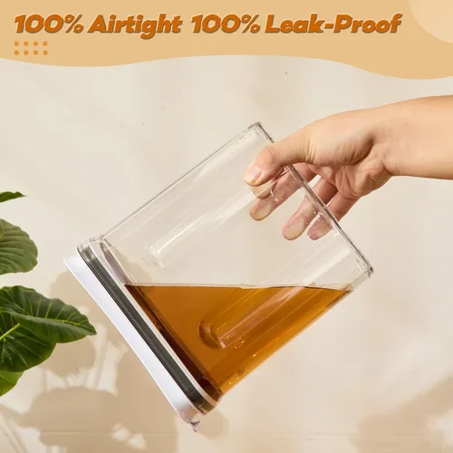Vista 4 de FreshKeeper - Juego de dispensador de alimentos, recipiente hermético de almacenamiento de alimentos con tapa 1.5L, 2 piezas, recipientes