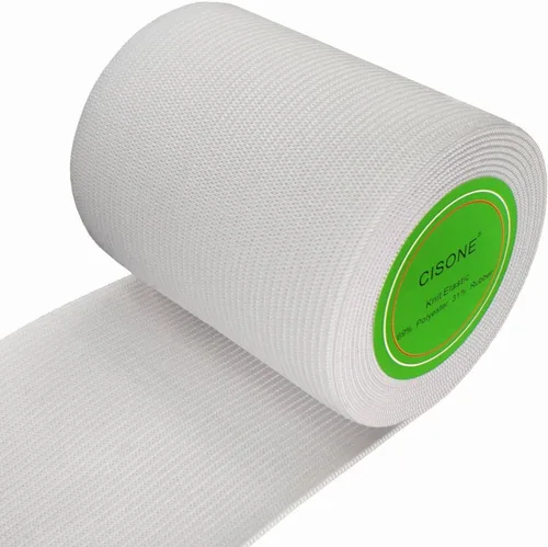 Vista 5 de Tejido elástico de 1.5 pulgadas de ancho, color negro, elástico de alta elasticidad, banda elástica de punto de 5 yardas