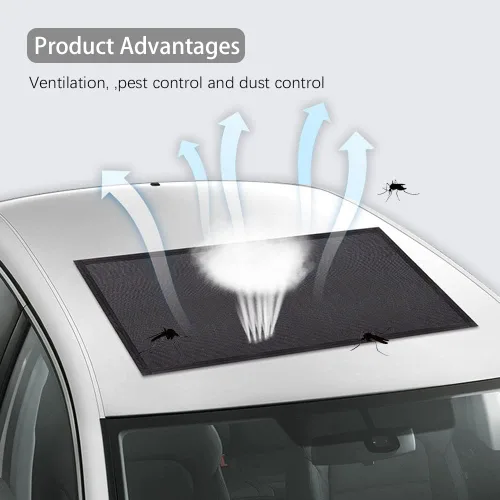 Vista 5 de ASUBHA Parasol magnético para techo solar de automóvil, malla transpirable, cubierta para techo corredizo de 25.6 x 39.4 pulgadas, bloqueador
