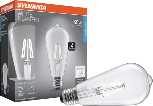 Vista 35 de Sylvania T14 - Bombilla LED transparente de filamento blanco, 3.5 W, regulable, 300 LMS, base media, 2700 K, blanco suave, 1 paquete (42266)