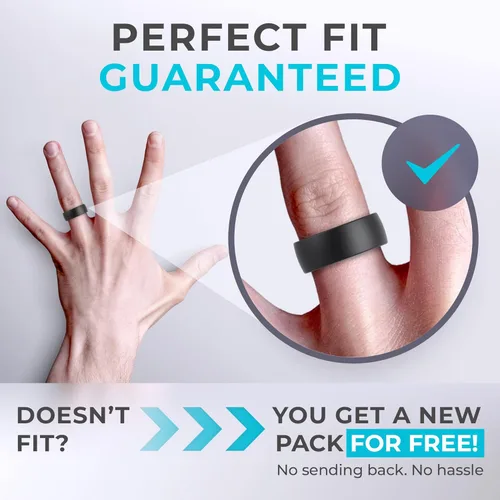 Vista 5 de ThunderFit - Anillos de silicona con patrón para hombre, bandas de goma de 8 mm de ancho y 2.2 mm de grosor, paquete múltiple de variedad 1, 4, 7