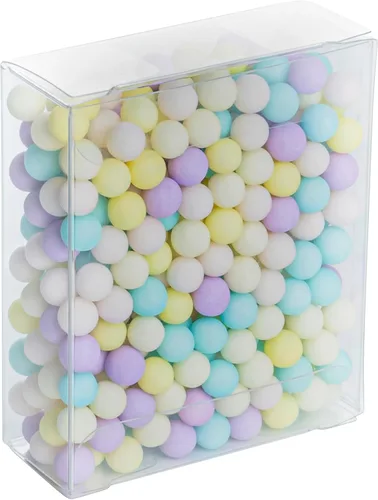 Vista 2 de Restaurantware Sweet Vision Cajas de plástico de 2.6 x 1 x 3.1 pulgadas, 100 cajas cuadradas transparentes para dulces, paquete de golosinas