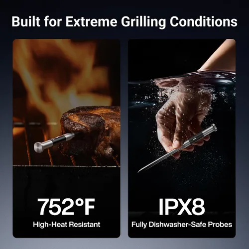 Vista 6 de ThermoMaven Termómetro inalámbrico inteligente para carne de 3000 pies – Sub-1G de largo alcance, 6 sensores de precisión certificada por NIST, 2