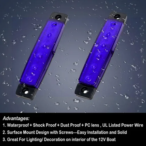 Vista 4 de Shangyuan Luces marinas para barco, luces interiores LED utilitarias para cubierta de cortesía, luz de cabina de popa de popa de 12 V, luces marinas