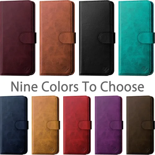 Vista 2 de DuckSky Funda tipo cartera de piel auténtica para iPhone 11 con bloqueo RFID, 4 tarjeteros de crédito. Cuero auténtico. Funda protectora para iPhone