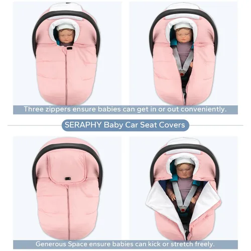 Vista 5 de SERAPHY Funda de Asiento de Coche para Bebé de Invierno, Funda de Asiento de Coche para Bebés, Toldo Universal Cálido para Asiento de Coche de Bebé