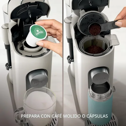 Vista 2 de Ninja Pod & Grounds - Cafetera especializada de una sola porción, compatible con cápsulas K-Cup, prepara café molido, diseño compacto, espumador