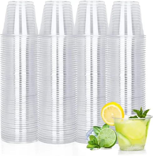 Vista 10 de TashiBox 100 tazas de plástico de 16 onzas, tazas de café helado para llevar, tazas de fiesta de PET transparentes