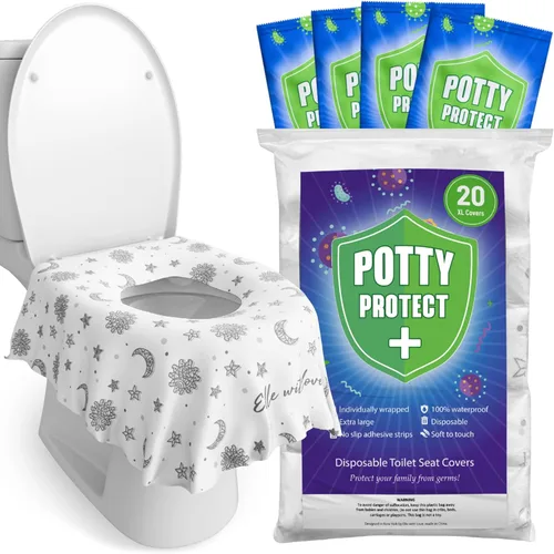 Vista 9 de Eli with Love Paquete de 20 fundas desechables extra grandes para asiento de inodoro (floral) - Fundas de inodoro para niños pequeños para cobertura