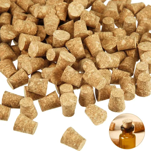 Jetec 350 tapones pequeños de corcho, mini tapones de corcho cónicos, tapas de botellas de vidrio para proyectos de manualidades (0.4 x 0.3 pulgadas)