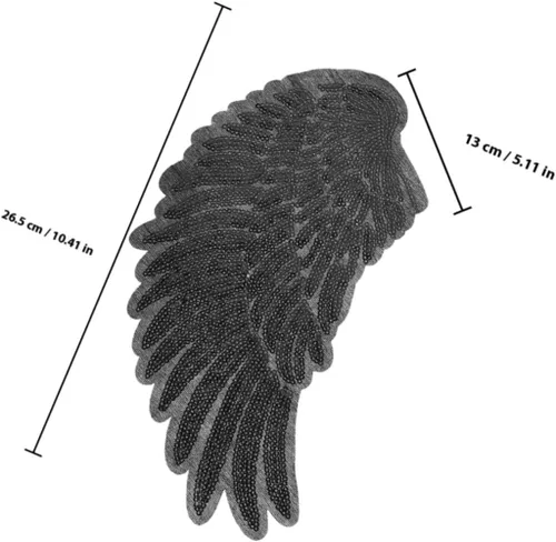 Vista 2 de Amosfun 2pcs Black Angel Wing Patch Sequin Embroidered Iron-on Applique for Clothing DIY Costume Decor Arts and Crafts