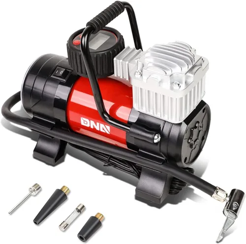 DNA Motoring 12 V 125 PSI LED Flash Light Bomba de aire portátil compresor de aire inflador para coches, bicicletas y pelotas (TOOLS-00083)