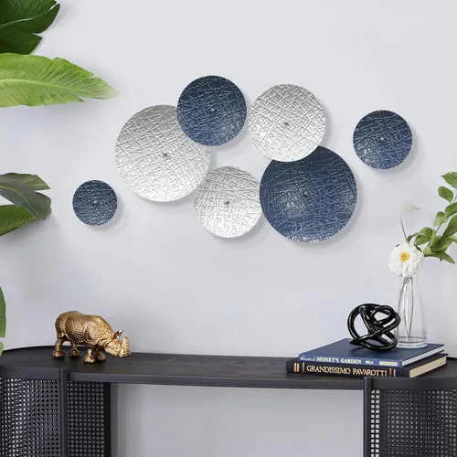 Vista 10 de Decoración de pared dorada para sala de estar, pasillo, 7 piezas de arte de pared de metal, esculturas colgantes para decoración de dormitorio