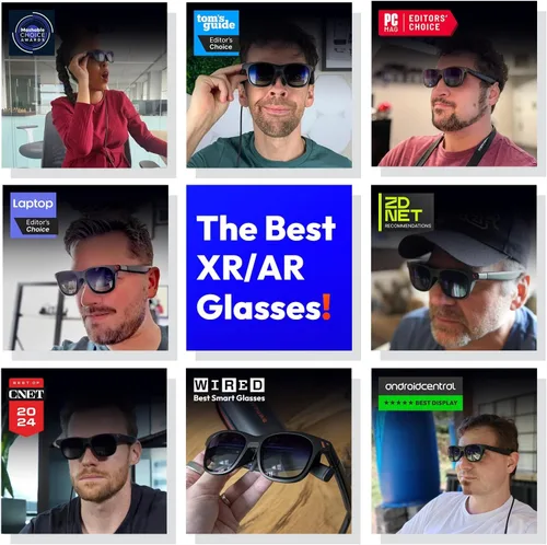 Vista 2 de VITURE Gafas Pro XR/AR, pantalla de 135" 120Hz 1000 nits, audio Harman, ajustes de miopía, película electrocrómica, para iPhone