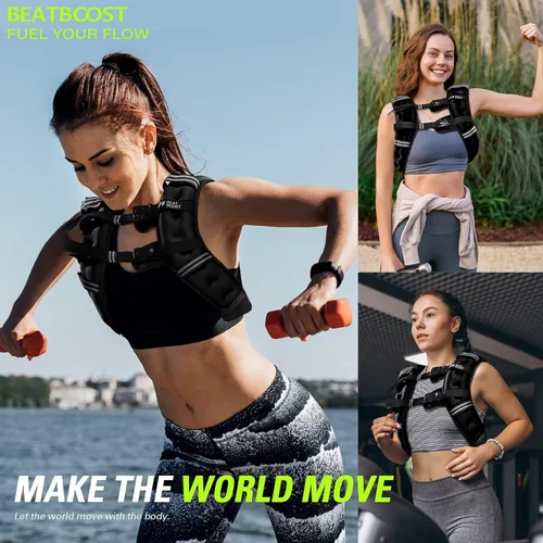 Vista 4 de BeatBoost Weighted Vest Woman 5 12 15 20 25 30 lb Weight Vest with Ironsand for Walking Strength Training Running Workout